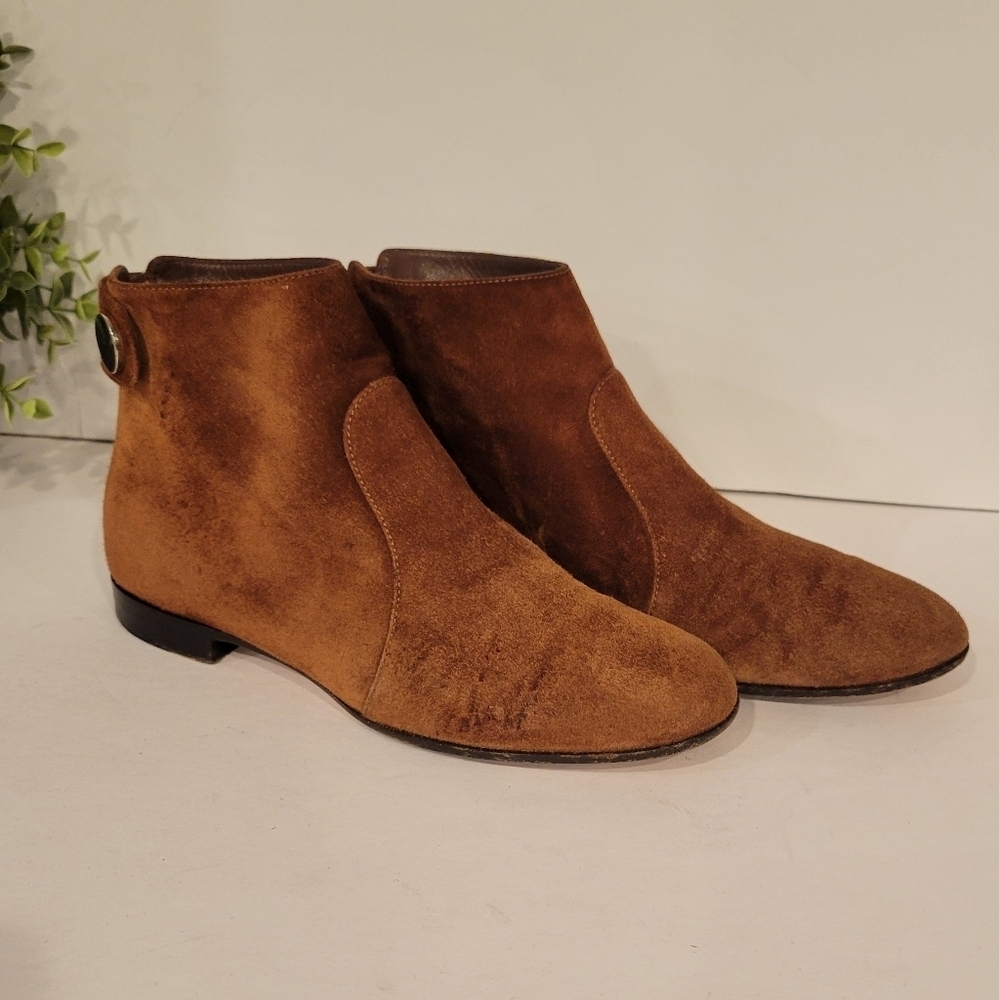 Gianni Rossi Lindon Suede Brown Booties Women's Size 36